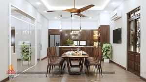 Báo giá tủ bếp óc chó cao cấp kiểu dáng chữ L mở rộng không gian bếp