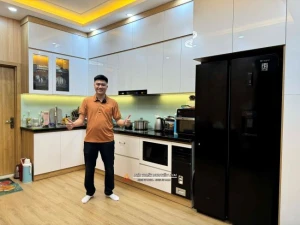 Cải tạo, bàn giao tủ bếp inox cánh Acrylic nhà anh Trường, Bắc Từ Liêm