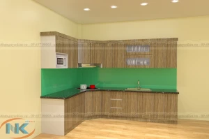 Mẫu tủ bếp gỗ Laminate thiết kế dáng chữ L