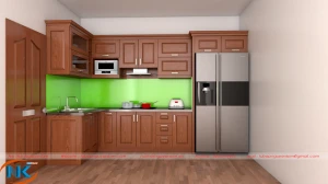 Mẫu tủ bếp gỗ xoan đào chữ L cho mọi không gian bếp