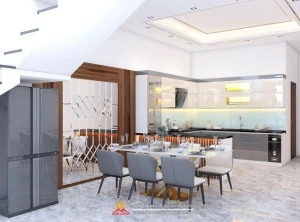 Mẫu tủ bếp nhựa Picomat cánh acrylic nhà anh Thắng, An Dương, Hải Phòng