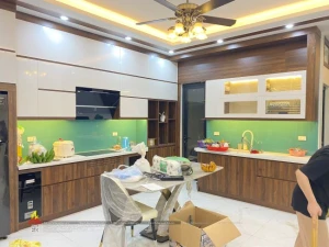Nghiệm thu tủ bếp acrylic An Cường nhà chị Uyên, Hoài Đức