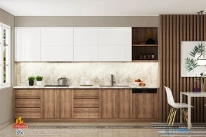 Tủ bếp gỗ laminate chữ I xinh xắn cho phòng bếp nhỏ