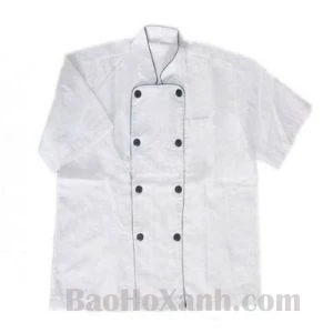 Áo Bảo Hộ Lao Động Bếp Trắng Viền Đen Nam - ADB0005