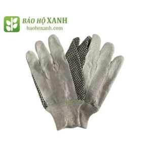 Bao Tay Vải Bạt Phủ Hạt Nhựa Đen Màu Kem - GTV0019