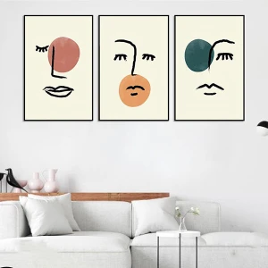Bộ 3 tranh trừu tượng mặt người hiện đại GHX-6003