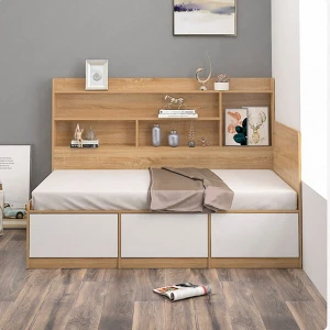 Giường ngủ hiện đại bằng gỗ thiết kế liền giá trưng bày GHS-9196