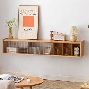 Kệ tivi đơn giản treo tường gỗ tự nhiên GHS-3591