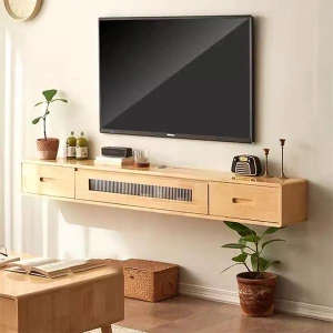 Kệ treo tường tivi bằng gỗ tự nhiên GHS-3593