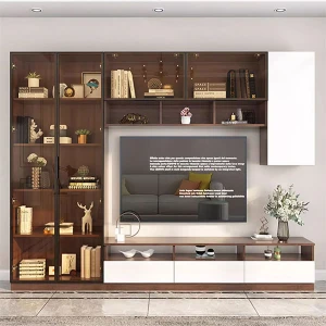 Mẫu tủ tivi đẹp phối cánh kính sang trọng GHS-52105