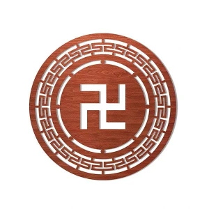 Tấm ốp gỗ ban thờ chữ vạn CNC GHS-704