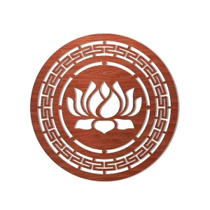 Tấm ốp gỗ sau bàn thờ họa tiết hoa sen GHS-709