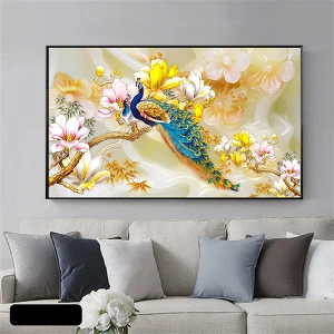 Tranh treo tường nghệ thuật hình con công cao cấp GHX-6024