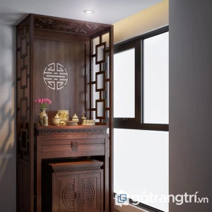 Vách ngăn ban thờ cổ phong khắc chữ thọ GHO-589