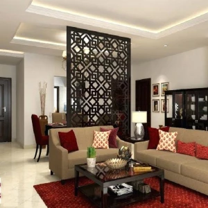 Vách ngăn gỗ phòng khách hoa văn đẹp hiện đại GHO-5189