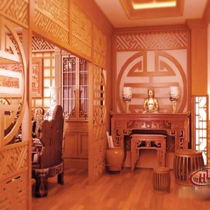 Vách ngăn gỗ phòng thờ đẹp GHO-532