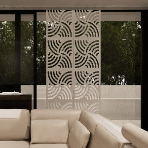 Vách ngăn phòng khách gỗ CNC họa tiết sáng tạo GHO-5183