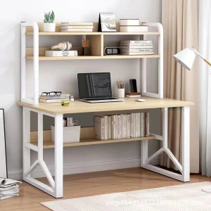 Bàn Học, Bàn Làm Việc Nội Thất 5C Kèm Giá Sách, Chân Sắt Sơn Tĩnh Điện 20x40mm, 25x25mm, Mặt Gỗ MDF Dày 15mm Hiện Đại BH-097