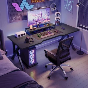 Bàn làm việc, Bàn gaming chân K khung sắt hộp cao cấp 40x40mm có phụ kiện đi kèm - BH087