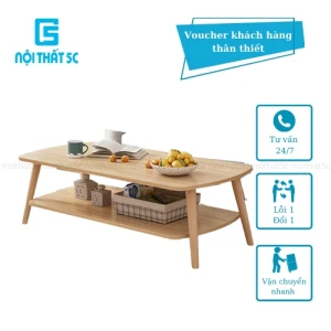 Bàn trà, bàn cà phê 2 mặt chân gỗ tự nhiên sang trọng phong cách Bắc Âu phù hợp mọi căn hộ