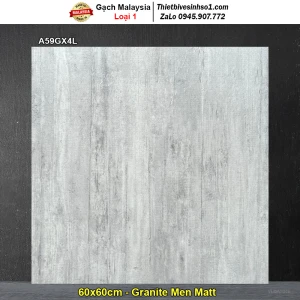 Gạch 60x60 Malaysia A59GX4L Vân Xám