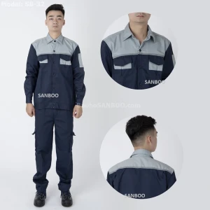 Bộ quần áo bảo hộ túi hộp tím than Pha màu ghi SB32