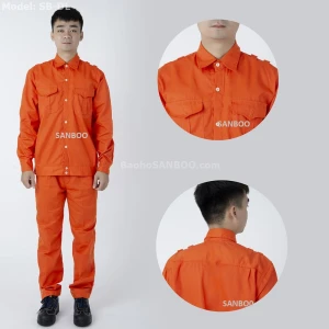 Quần áo bảo hộ Kaki Màu cam điện lực