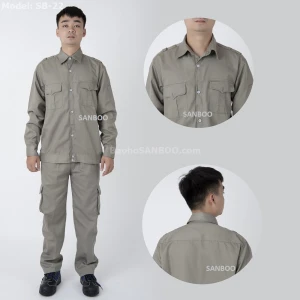 Quần áo bảo hộ kaki Túi hộp Ghi đậm SB22