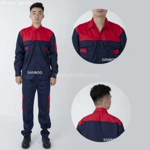 Quần áo bảo hộ túi hộp màu tím than Phối đỏ SB09