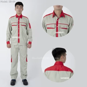 Quần áo bảo hộ túi hộp phối đỏ - SB04 - Bảo hộ lao động Sanboo