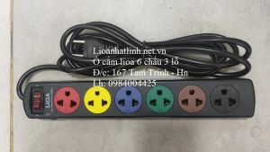 Ổ CẮM ĐIỆN LIOA 6 LỖ 2 CHẤU 3M 10A 2000W - 2200W MODEL 6SND3.2.10