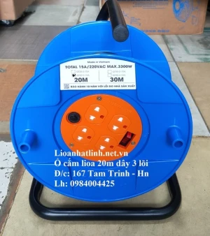 Ổ CẮM KÉO DÀI QUAY TAY LIOA KIỂU RULO 20M CÓ DÂY TIẾP ĐỊA ( QT20 - 3 - 15A)