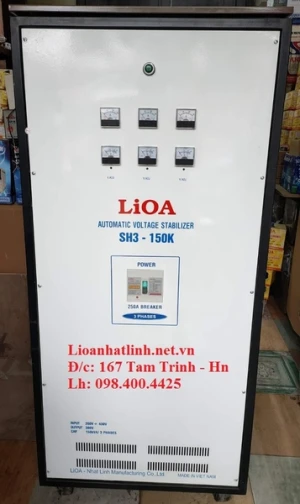 ỔN ÁP LIOA 150KVA 3 PHA SH3 - 150K THẾ HỆ 1 ĐỒNG HỒ CƠ, MẦU NÂU, GIÁ RẺ