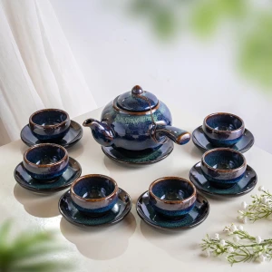 Ấm Trà Bát Tràng Chuôi Men Hỏa Biến