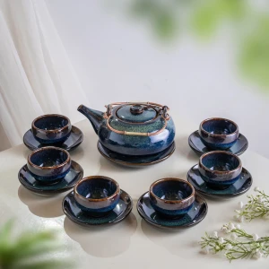 Ấm Trà Bát Tràng Nhật Men Hỏa Biến