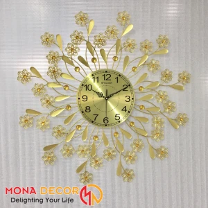 Đồng Hồ Trang Trí Hoa Vàng