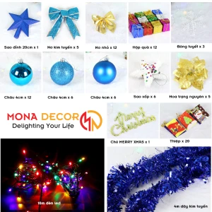 Gói Phụ Kiện Trang Trí Cây Thông Noel 1m5