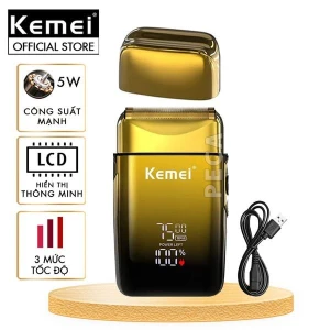 Máy cạo râu Kemei KM-TX10 điều chỉnh 3 mức tốc độ, màn hình LCD, công suất mạnh mẽ 5W - Hàng chính hãng