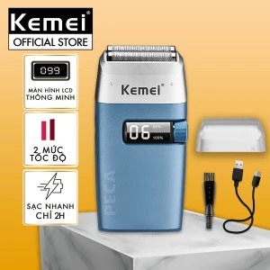 Máy cạo râu khô Kemei KM-3385 màn hình LCD thông minh, lưỡi kép nổi cạo sạch nhanh