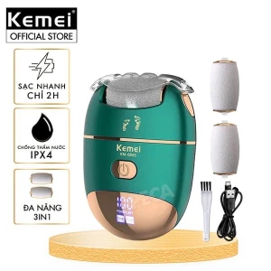 Máy chà gót chân 3in1 Kemei KM-6865 điều chỉnh 2 mức tốc độ, màn hình LED tiện lợi - Chính hãng