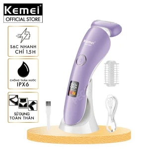 Máy tẩy lông Kemei KM-1539 chuyên dùng cạo lông toàn thân, bikini sử dụng pin sạc tiện lợi - Chính hãng