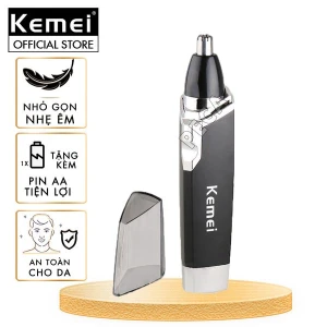 Máy tỉa lông mũi dùng pin cao cấp Kemei 6512 tỉa sát không đau nhỏ gọn tiện lợi tặng kèm 1 pin AA