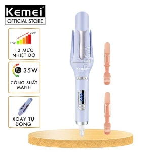 Máy uốn tóc xoay tự động Kemei KM-2063 điều chỉnh 12 mức nhiệt độ phù hợp với mọi loại tóc - Chính hãng