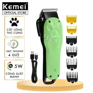 Tông đơ cắt lông thú cưng Kemei KM-CW10 không dây chuyên nghiệp công suất mạnh 5W sạc nhanh USB tiện lợi - Hàng chính hãng
