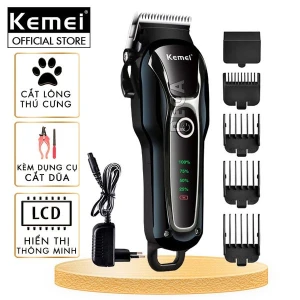 Tông đơ cắt tỉa lông thú cưng KEMEI KM-1991 công suất mạnh mẽ điều chỉnh 2 mức tốc độ kèm kềm và dũa móng chó