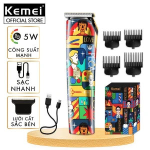 Tông đơ chấn viền không dây Kemei KM-5017H công suất 5w dùng cạo đầu, cạo trắng chân tóc, điêu khắc tattoo tóc