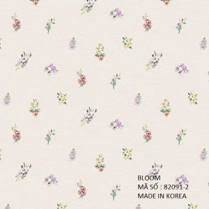Gấy dán tường hàn quốc Bloom màu Bông Hoa Nền Tím Nhạt Ms:82091-2