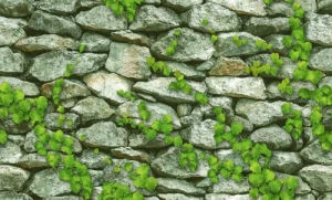 Giấy Dán Tường Hàn Quốc Assemble Giả Đá Có Lá Xanh MS: 40106-1