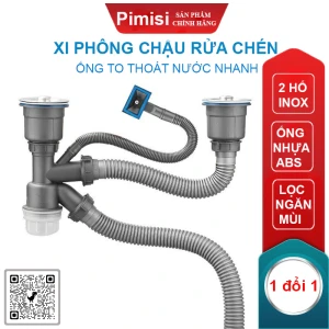 Bộ xi phông chậu rửa chén bát 2 hộc Pimisi PXP-21-2