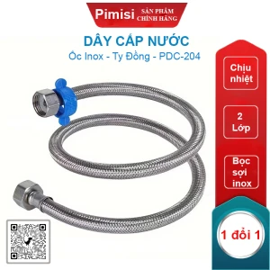 Dây cấp nước bồn cầu Pimisi PDC-204 ốc inox ty đồng